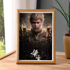 Chine jeu noir mythe singe roi photos <span class=keywords><strong>cadre</strong></span> mur Art décoration peintures pour garçons chambre salon salle de jeux - Product Image 4