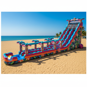 Toboggan aquatique gonflable <span class=keywords><strong>Aloha</strong></span> Splash Hibiscus Hawaïen pour adultes, en PVC, double piste, avec <span class=keywords><strong>piscine</strong></span>, usage commercial - Product Image 1