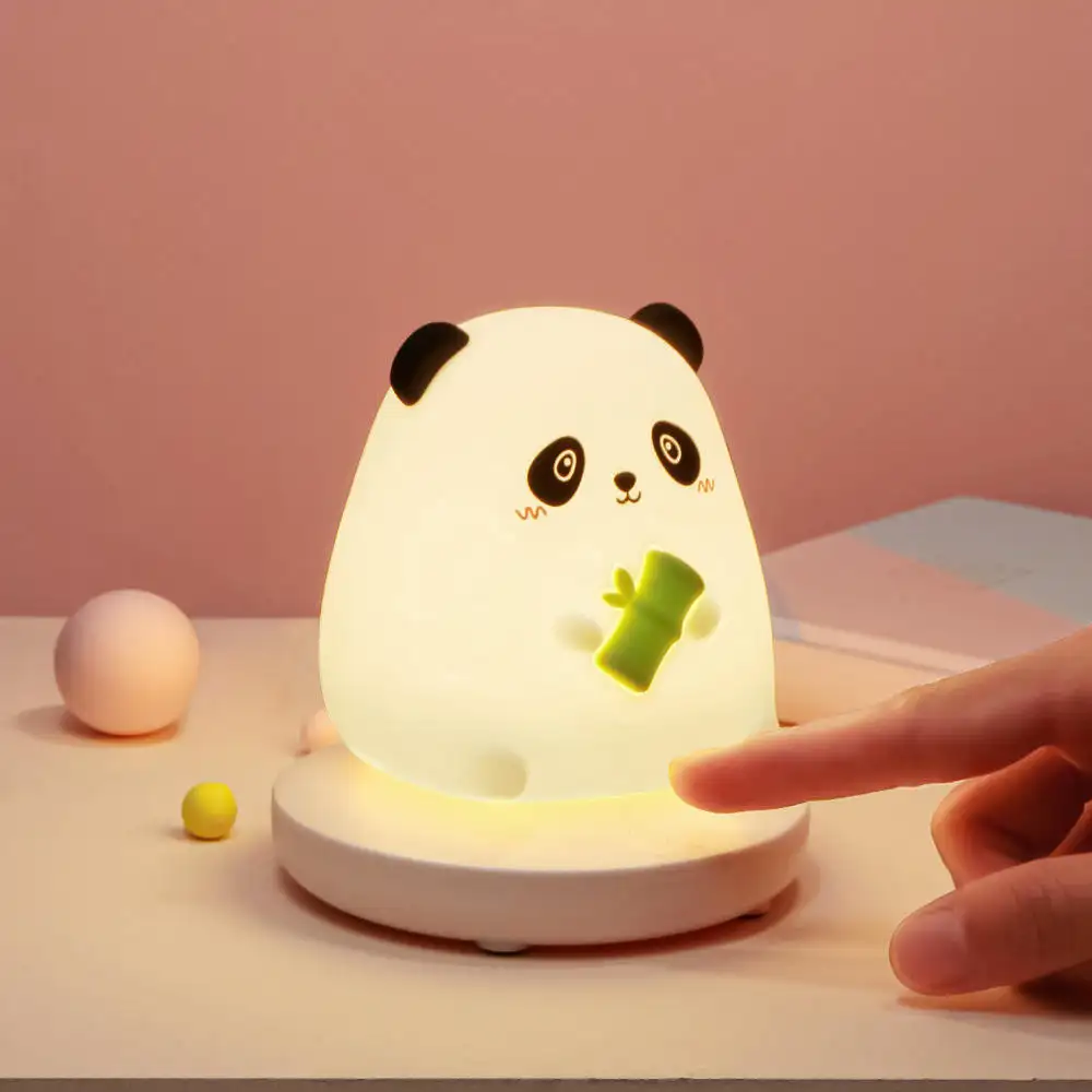 YIZHI Children's Room Baby's Bedroom Night Light Cartoon Animal Rabbit Silicone Sleep Light-emitting Diode Recharge Night Light