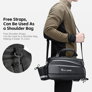 WEST BIKING Sac de vélo extensible de grande capacité Sac de coffre de vélo à coque <span class=keywords><strong>rigide</strong></span> étanche avec bande réfléchissante avec <span class=keywords><strong>housse</strong></span> de pluie - Product Image 3