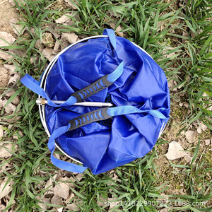 Panier à poissons pliable en alliage d'aluminium avec anneau épaissi et filet en nylon bleu pour la pêche - Product Image 1