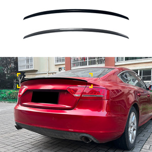 Audi Rear Spoiler Piano <b>Black</b> Carbon Fiber Texture ABS Ducktail <b>Trunk</b> Lip 2007-2016 A5 8T Sportback S5 - Product Image 1