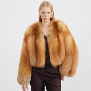 2025 giacca <span class=keywords><strong>corta</strong></span> da ragazza con <span class=keywords><strong>pelliccia</strong></span> di volpe naturale personalizzata da donna in vera <span class=keywords><strong>pelliccia</strong></span> di volpe - Product Image 1