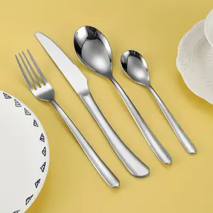 定制标志不锈钢勺子牛排刀叉套装银色哑光餐具沙拉冰淇淋水果餐具套装
