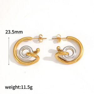 ต่างหูสตั๊ดไทเทเนียมลายเรขาคณิตสำหรับผู้หญิง ดีไซน์เก๋ไก๋ หรูหรา ต่างหูสแตนเลสทรงเกลียวคุณภาพสูง - Product Image 5