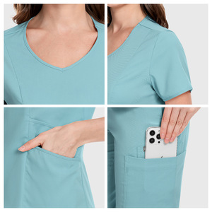 Hospital Uniforms Fashion Jogger Scrubs Sets Unisex Short-sleeved Nurse Uniform Stretchable Washable Quick-Drying <b>Top</b> & Pants - Product Image 3