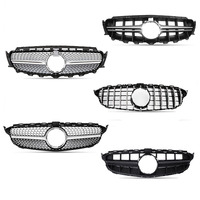 Grille avant diamantée style GT R pour Mercedes Benz W205 Classe C C250 C300 C350 Sports 2015-2018 avec trou pour caméra