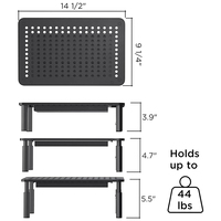 Soporte de Monitor Elevador Negro Antideslizante Libre de Bridas de Cable Altura Ajustable Soporte de Computadora con Cajón para Impresora Portátil iMac Desktop