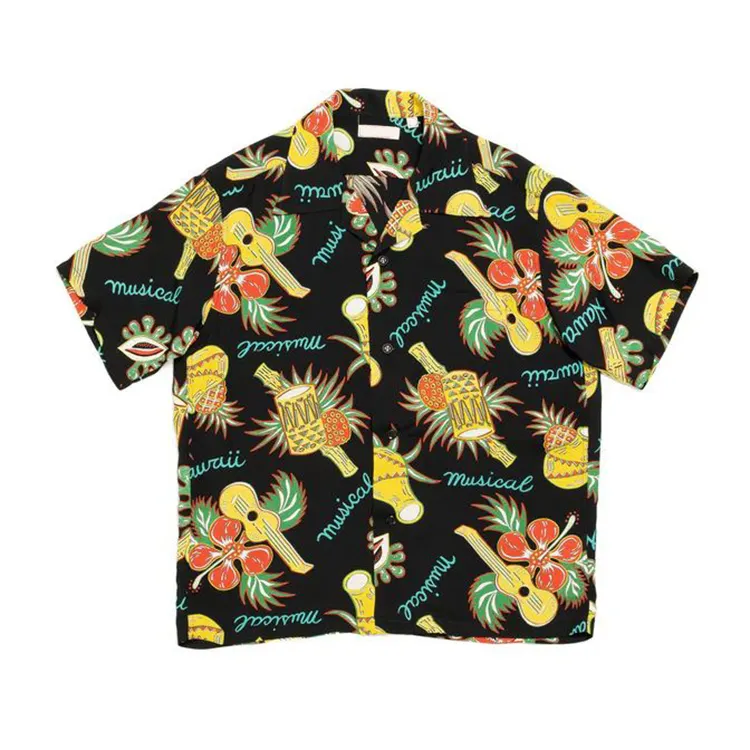 공장 직접 판매 자신의 로고 남성 면 사용자 정의 패턴 하와이 셔츠