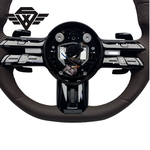 <span class=keywords><strong>Volant</strong></span> de <span class=keywords><strong>voiture</strong></span> <span class=keywords><strong>Mercedes</strong></span> personnalisé de luxe adapté aux modèles W204 W212 2011 2015 W213 W205 C43 Classe C Sport en cuir véritable marron - Product Image 5
