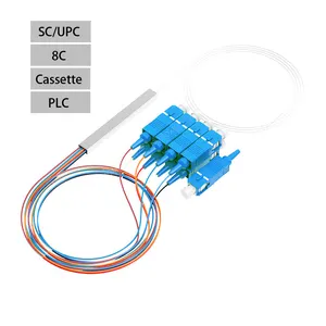 1x8 Acier Tube 0.9mm G657A1 8 Voies SC/APC 1m Connectées 1 8 Mini Micro diviseur Optique de Fiber de PLC