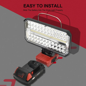 Projecteur de travail multifonctionnel étanche WD-2000 Porta, alimenté par batterie rechargeable 18-21V, idéal pour l'industrie, le garage, le camping, l'extérieur et l'entrepôt - Product Image 2