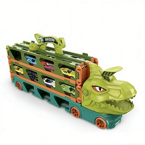 Camión de Juguete con <span class=keywords><strong>Pista</strong></span> de Dinosaurios Deformables y Sistema de Expulsión, <span class=keywords><strong>Pista</strong></span> Extensible de 2.1M, 8 Coches, 30 Espacios de Estacionamiento, Set de Juego Educativo Plegable - Product Image 1