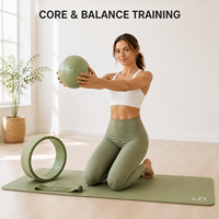 Perlengkapan Yoga Grosir OEM Kustom Set Bola Pilates Pita Resistensi Rajut Matras TPE Roda Yoga Tas Kanvas ABS Tahan Lama Ramah Lingkungan