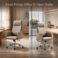 Chaise de bureau exécutive ergonomique à dossier haut en cuir, siège pivotant moderne réglable avec base chromée pour bureaux, hôtels et salles de réunion