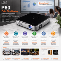 Projecteur portable de la taille d'une paume |   Mini projecteur DLP P60 compatible 1080P, batterie intégrée, 80 lumens, haut-parleurs intégrés, cinéma sans fil, garantie 2 ans