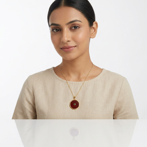 Round Shape Ruby Jade Pendant <b>Necklace</b> with Tiny Emerald CZ Inlaid Texture Metal Collet Frame 18k Gold Plated Chain <b>Necklace</b> - Product Image 3