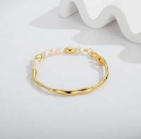 Nouveau design 18K PVD plaqué or 7-8mm Bracelet en perles de riz véritable naturel d'eau douce