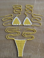 Ensemble de bikini crochet pour femmes, tendance mode JSN 2024, crochet à la main, maillot de bain de plage