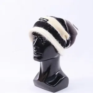 Chồn nhung màu cổ điển đan mũ chất lượng cao tùy chỉnh với logo thời trang Mũ lạnh