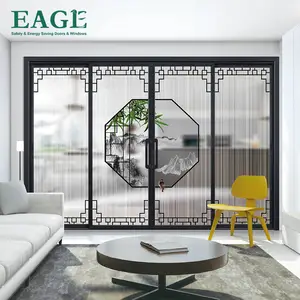 Prezzo all'ingrosso Design moderno telaio in alluminio verniciato a polvere porta del Patio porta scorrevole in alluminio doppio vetro