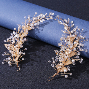 Vente en gros de couronnes en cristal faites à la main pour reines Nouveau design en forme de feuille Vignes et diadème de mariée Couronne de luxe exquise pour mariage - Product Image 2