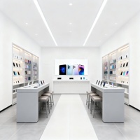 Étui pour téléphone portable, accessoires pour tablette, vitrine simple, centre commercial, réparation de téléphones portables, mur de magasin de téléphonie mobile, vitrine de téléphone avec panneau à lattes