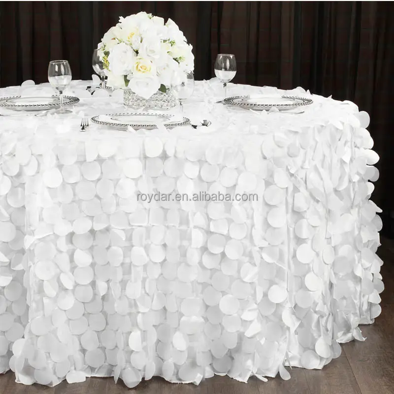 Elegante banquete toalha redonda babados tafetá forma casamento toalha