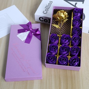 Cadeau créatif 12 roses artificielles en savon avec boîte cadeau en plastique rose 24k, cadeau pour la Saint-Valentin, la fête <span class=keywords><strong>des</strong></span> pères, un anniversaire - Product Image 6