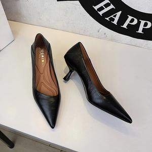 Sepatu Hak Tinggi Wanita Musim Panas Terbaru, Foto Asli, Model Slip-On Ujung Runcing, Hak Tinggi untuk Kerja dan Komuter, Stiletto Elegan - Product Image 1