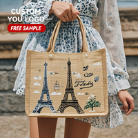 Nouvelle tendance Logo personnalisé Shopping cadeau sac d'emballage toile de jute marché fourre-tout réutilisable jute sac de marché