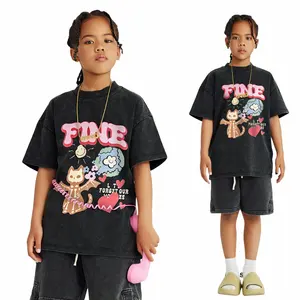 Американская свободная модная одежда для девочек 13 лет с принтом черепа, 100 Полиэстеровая сублимационная футболка без рисунка для детей, детская одежда