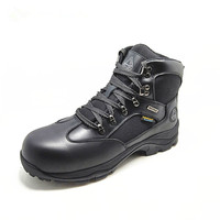 Bottes de travail en cuir véritable pour hommes, bottes de sécurité noires imperméables pour travaux électriques