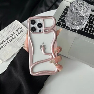 Funda trasera suave <span class=keywords><strong>de</strong></span> disipación <span class=keywords><strong>de</strong></span> calor para niño y niña, funda <span class=keywords><strong>de</strong></span> galvanoplastia <span class=keywords><strong>de</strong></span> serpiente hueca fresca y elegante para iPhone 16 Pro Max 7/8G Plus X XR - Product Image 5