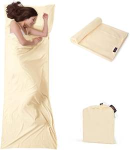 <span class=keywords><strong>Drap</strong></span> de couchage confortable pour sac de couchage de style momie pour le camping, le voyage et la randonnée avec oreiller pour adultes - Product Image 1