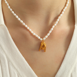 Conjunto de Collar de Perlas de Moda Retro Francesa, Pendientes de Oro con Diseño de Gestos, Joyería de Fiesta para Mujer - Product Image 4