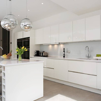 PVC selesai 2 Pac Matte putih UV Lacquer disesuaikan warna campuran Modern Set lengkap lemari dapur untuk perabotan dapur
