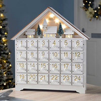 Calendario de Adviento de Navidad de Madera Iluminado, Caja con Forma de Casa para Contar Regresos a 24 Días, con Cajones Recargables, Regalo Navideño para Niños, Decoración