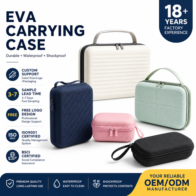Manufacturer Custom Large Durable 7 Inch Travel Hard Shell EVA Zipper Closure Eco-Friendly Storage Carrying Case Waterproof
