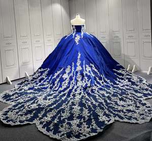 Mumuleo ชุดเดรสทางการสำหรับงานพรอมพร้อมเสื้อคลุมเจ้าหญิงชุดเดรสยาว15 16สีฟ้าหรูหรา - Product Image 4