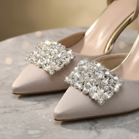 Clips de chaussures en cristal avec logo personnalisé, fleurs, strass, amovibles, pour mariage, accessoires pour talons hauts pour femmes