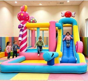 Château gonflable aquatique Candy Land avec double toboggan et piscine, château <span class=keywords><strong>de</strong></span> saut commercial pour enfants, château gonflable à louer - Product Image 3