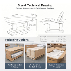 Table de massage électrique personnalisée, <span class=keywords><strong>large</strong></span>, rose, blanche, noire, à 4 moteurs, pour esthéticiennes, thérapies, soins spa, cosmétiques, beauté, cils, visage - Product Image 2