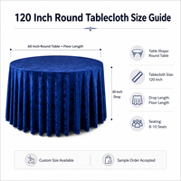 Nappe ronde en velours bleu froissé de 120 pouces, vente en gros pour la location d'événements et l'approvisionnement de tables de banquet