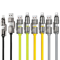 Câble de charge 4-en-1 anti-emmêlement 240W PD 3.1 en silicone liquide, multi-ports USB C vers Lightning, cordon de synchronisation de données 1,5m pour le voyage