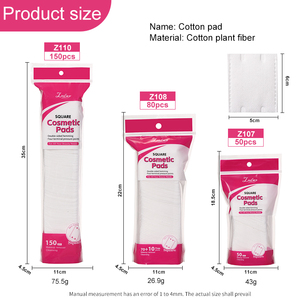 80/150 PCS Tampons <span class=keywords><strong>de</strong></span> <span class=keywords><strong>coton</strong></span> carrés 3 couches en <span class=keywords><strong>coton</strong></span> biologique non-tissé, texture double face, sans peluches, pour le maquillage et l'exfoliation - Product Image 5