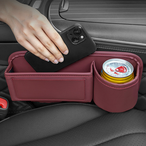 <span class=keywords><strong>Organizer</strong></span> Universale in Pelle Regolabile per Sedile <span class=keywords><strong>Auto</strong></span>, Contenitore Laterale per Console con Fori per Ricarica e Portabicchieri - Product Image 4