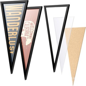 Wooden Triangular Flag <b>Frame</b> Wall <b>Mounted</b> Custom Shape Digital Printing Full Color Display Rack For Home Decor - Product Image 5