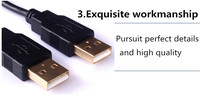 Cable USB 2,0 de alta velocidad AM a AM para computadora y cámara, blindaje trenzado de chaqueta de PVC