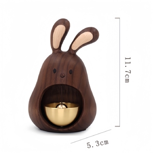 جرس باب خشبي فاخر بتصميم أرنب عتيق بنغمات نحاسية، جهاز تنبيه آمن للأطفال لمناطق الحيوانات الأليفة وغرف مرافق رعاية المسنين - Product Image 6